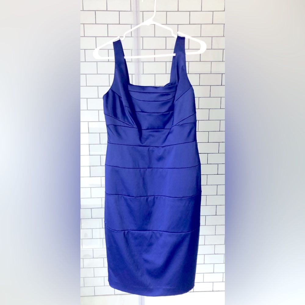 Evan-Picone Sleeveless Cobalt Blue Formal Cocktail Midi Dress